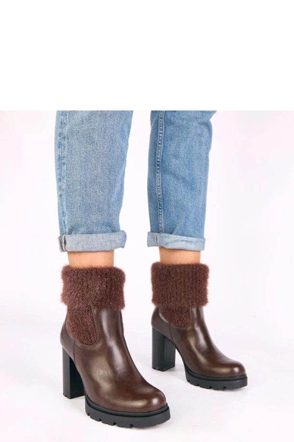 Brown Heel Boots....Fabric, Footbed, Upper Height and Heel Height