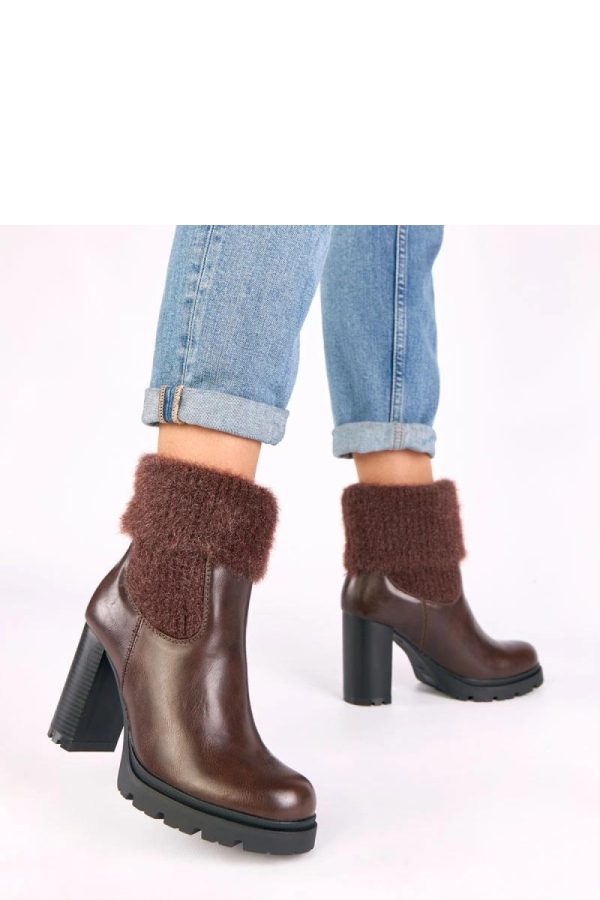 Brown Heel Boots....Fabric, Footbed, Upper Height and Heel Height
