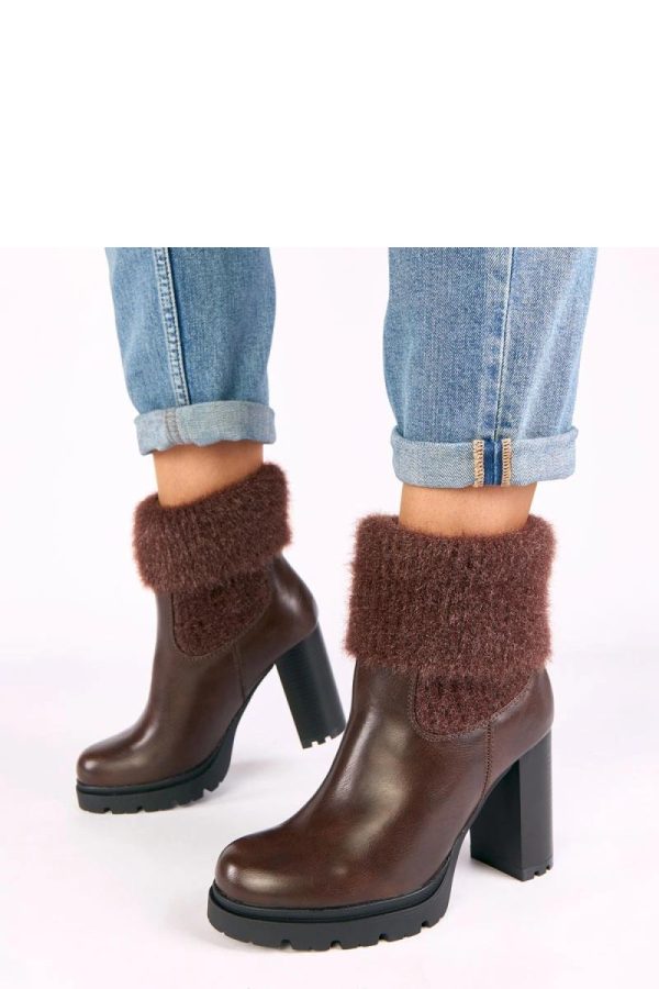Brown Heel Boots....Fabric, Footbed, Upper Height and Heel Height
