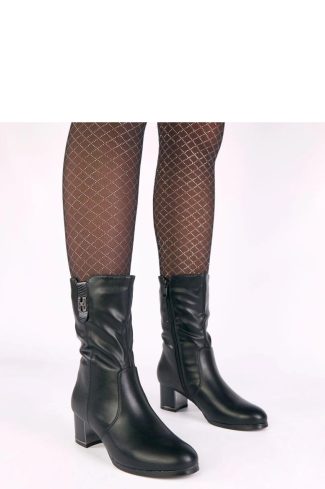 1104649 Black Heel Boots in Women`s Ankle Boots & Booties with Fabric, Footbed, Upper Height and Heel Height