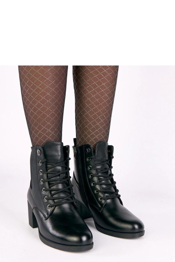 Black Heel Boots in Women`s Ankle Boots & Booties with Fabric, Footbed, Upper Height and Heel Height