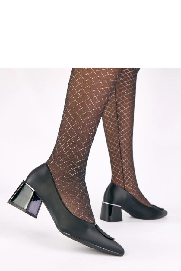 Black Block Heel Pumps....Fabric, Footbed and Heel Height