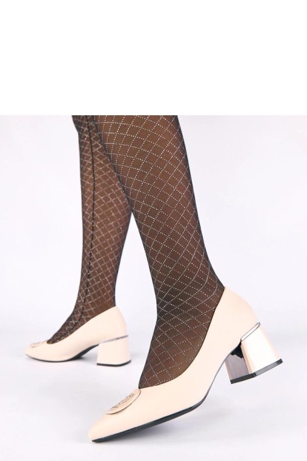 Beige Block Heel Pumps....Fabric, Footbed and Heel Height