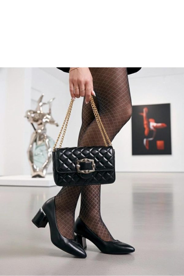 Black Block Heel Pumps....Fabric, Footbed and Heel Height