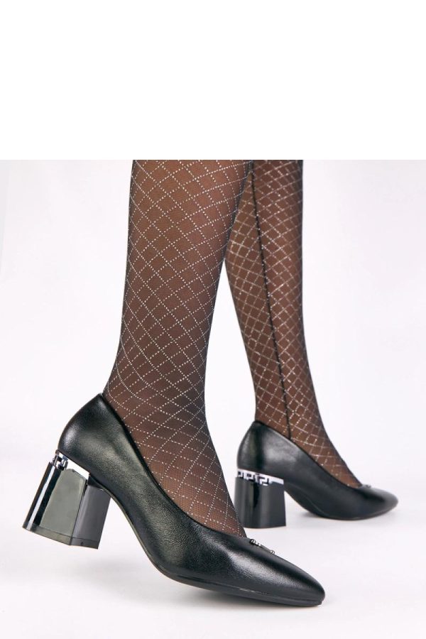 Black Block Heel Pumps....Fabric, Footbed and Heel Height