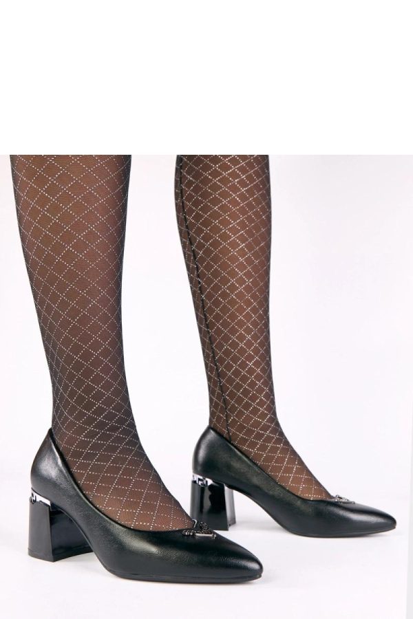 Black Block Heel Pumps....Fabric, Footbed and Heel Height