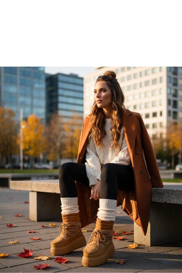 Brown Snow Boots in Women`s Ankle Boots & Booties with Fabric, Footbed, Upper Height and Platform Height