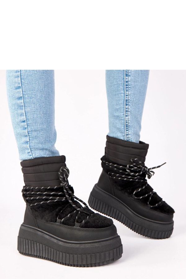 Black Snow Boots in Women`s Ankle Boots & Booties with Fabric, Footbed, Upper Height and Platform Height