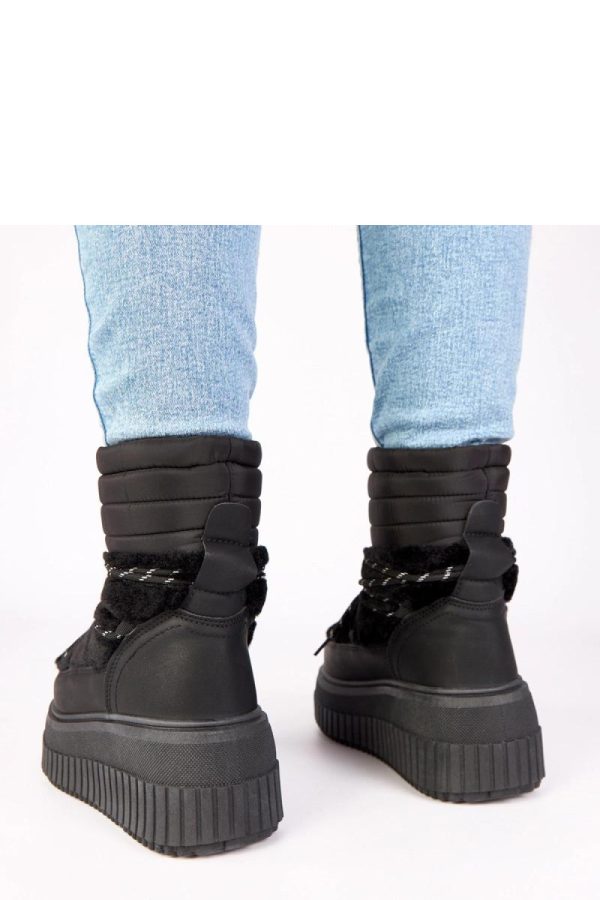 Black Snow Boots in Women`s Ankle Boots & Booties with Fabric, Footbed, Upper Height and Platform Height