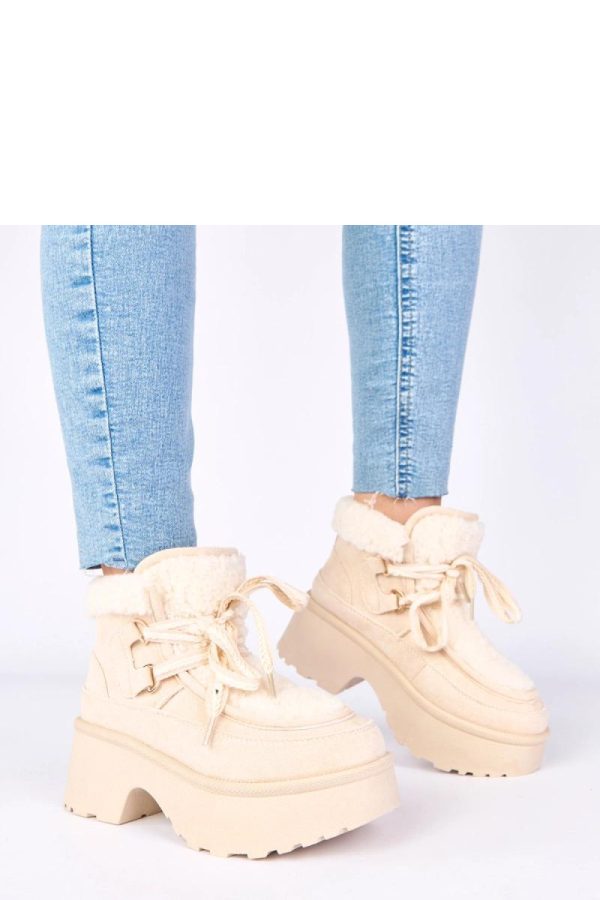 Beige Snow Boots...Fabric, Footbed, Upper Height and Platform Height