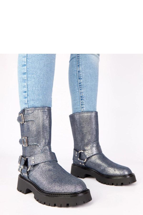 Blue Boots...Fabric, Footbed, Upper Height and Heel Height