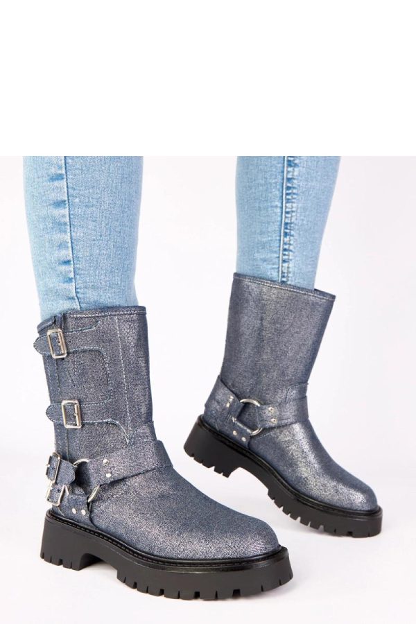 Blue Boots...Fabric, Footbed, Upper Height and Heel Height