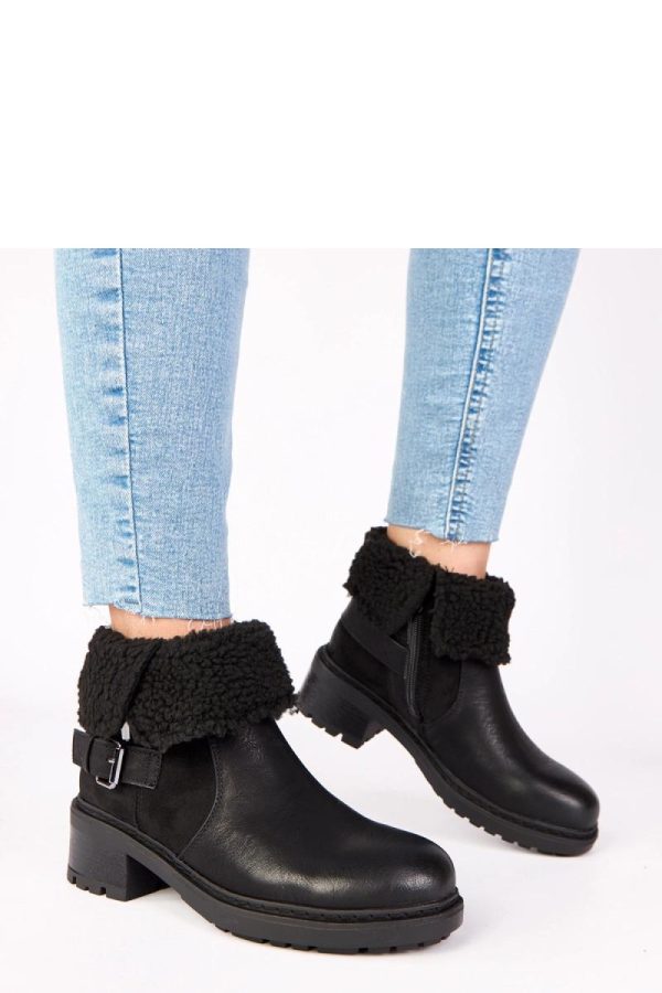 Black Boots in Women`s Ankle Boots & Booties with Fabric, Footbed, Upper Height and Heel Height