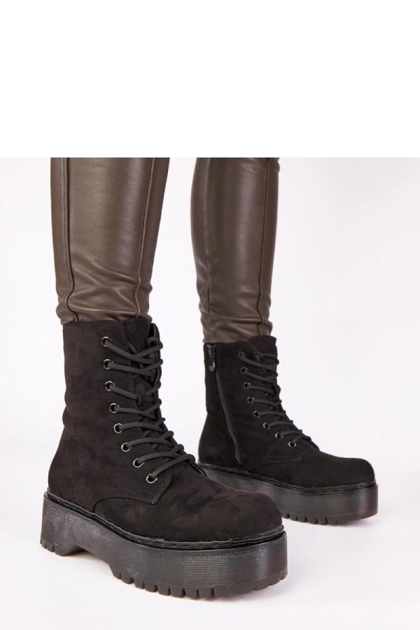 Black Platform Boots in Women`s Ankle Boots & Booties with Fabric, Footbed, Upper Height and Platform Height