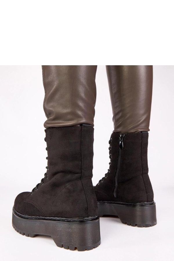 Black Platform Boots in Women`s Ankle Boots & Booties with Fabric, Footbed, Upper Height and Platform Height