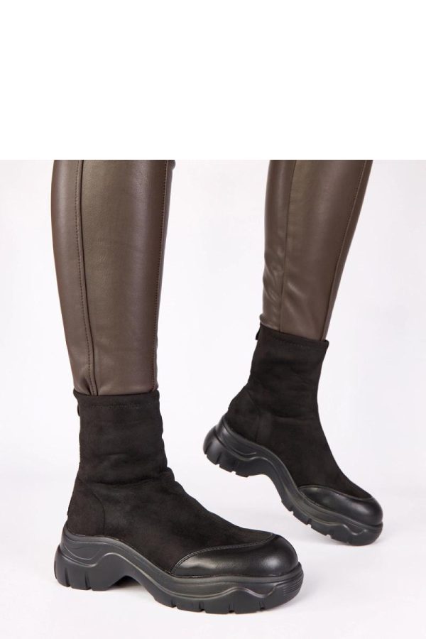 Black Boots in Women`s Ankle Boots & Booties with Fabric, Footbed, Upper Height and Platform Height