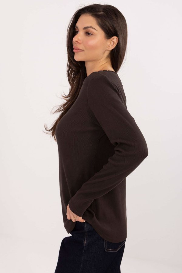 Brown Blouse in Women`s Blouses, Tunics with Cotton and Spandex