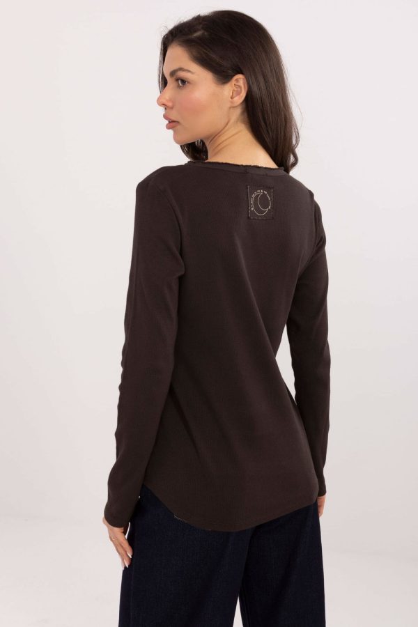 Brown Blouse in Women`s Blouses, Tunics with Cotton and Spandex