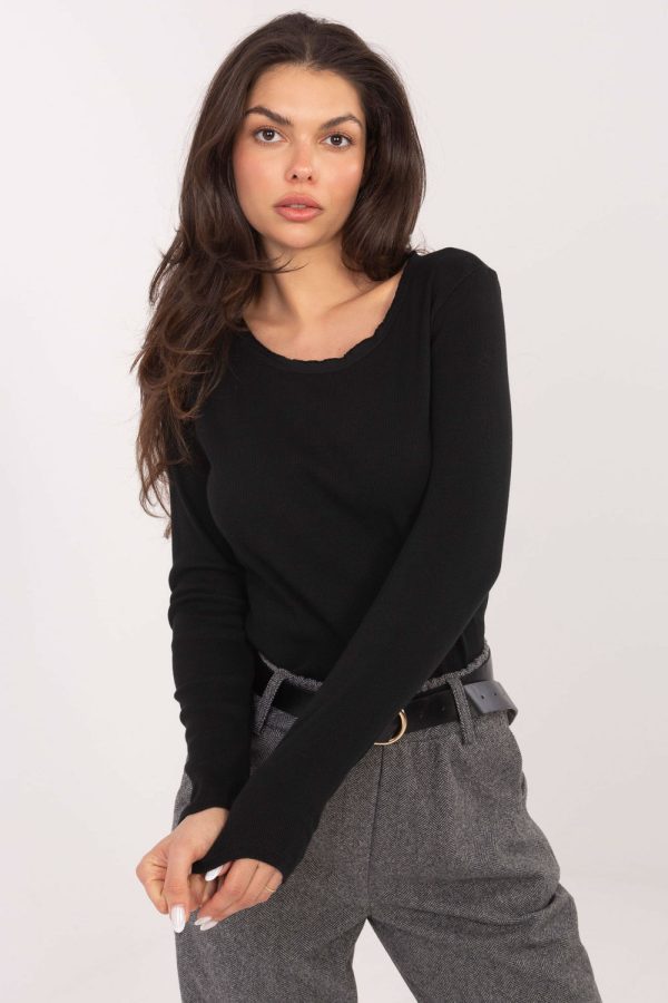 Black Blouse in Women`s Blouses, Tunics with Cotton and Spandex