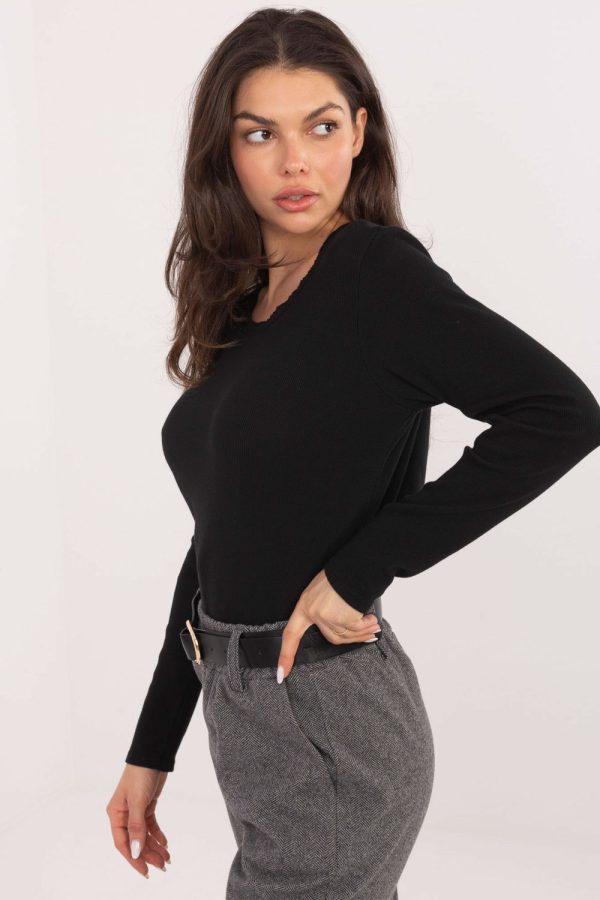 Black Blouse in Women`s Blouses, Tunics with Cotton and Spandex