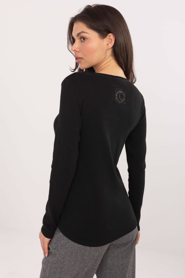 Black Blouse in Women`s Blouses, Tunics with Cotton and Spandex