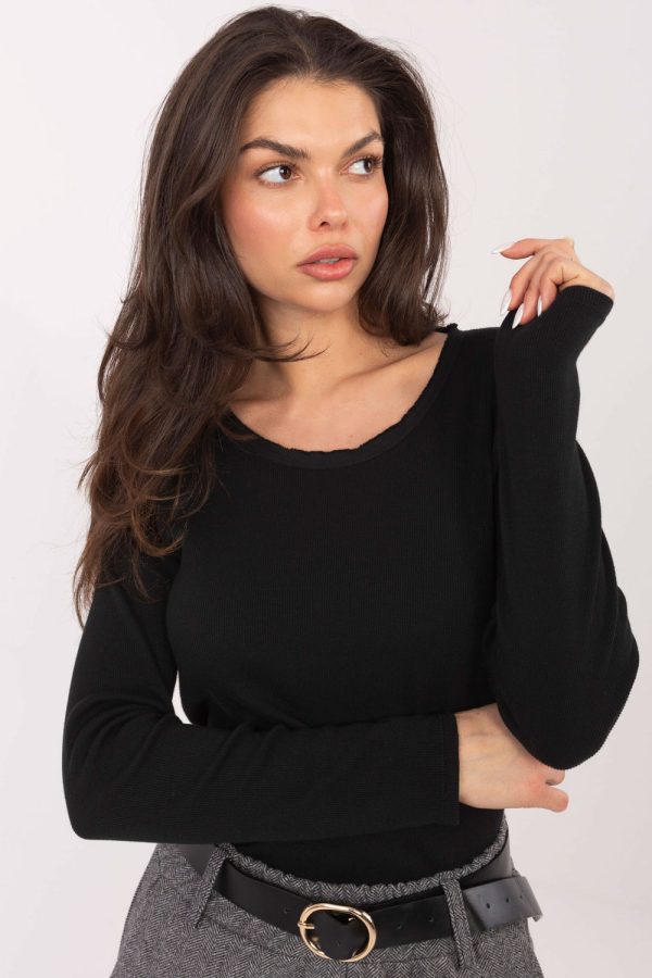 Black Blouse in Women`s Blouses, Tunics with Cotton and Spandex
