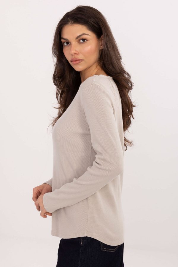 Beige Blouse in Women`s Blouses, Tunics with Cotton and Spandex