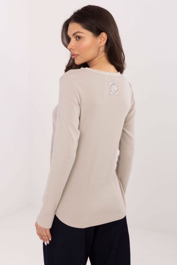 Beige Blouse in Women`s Blouses, Tunics with Cotton and Spandex