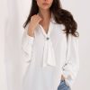White Blouse in Women`s Blouses, Tunics with Polyester