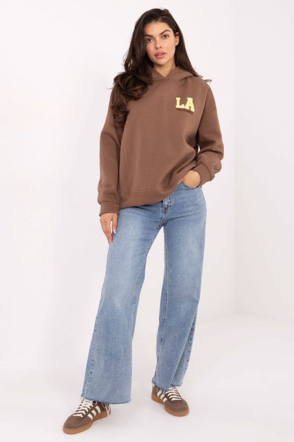 Beige Sweatshirt in Sweatshirts For Women with Cotton and Polyester