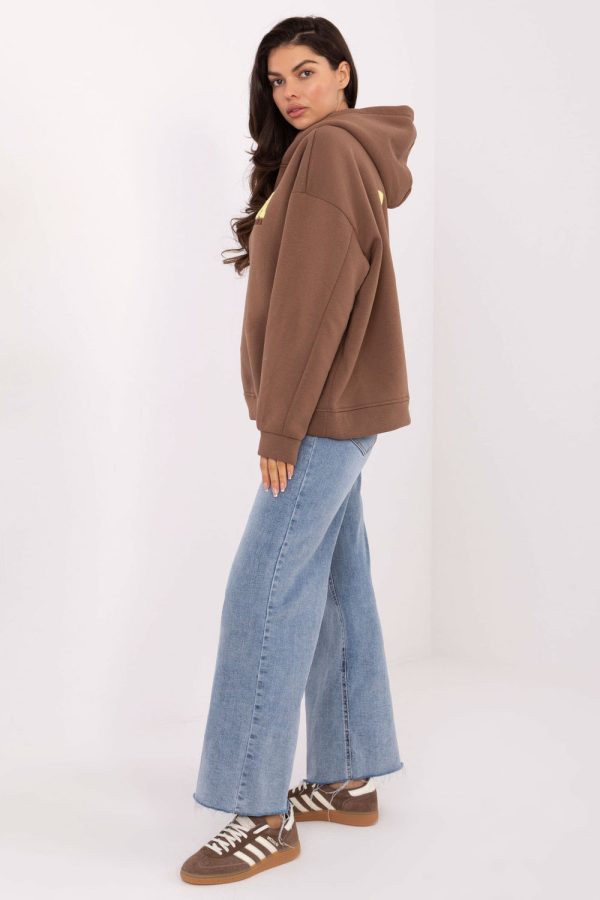 Beige Sweatshirt in Sweatshirts For Women with Cotton and Polyester