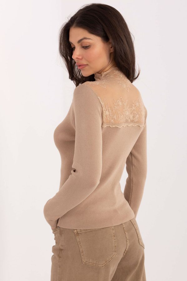 Beige Blouse in Women`s Blouses, Tunics with Acrylic, Moher and Nylon