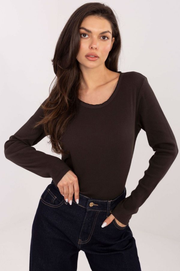 Brown Blouse in Women`s Blouses, Tunics with Cotton and Spandex