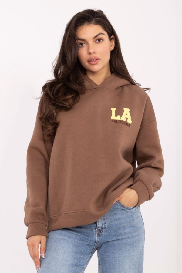 Beige Sweatshirt in Sweatshirts For Women with Cotton and Polyester