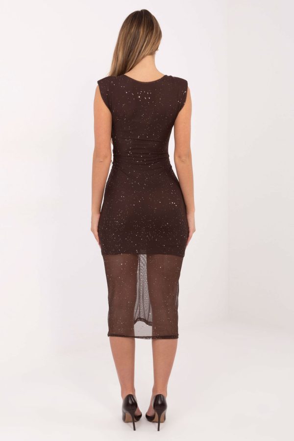 Brown Evening Dress in Evening Dresses with Polyester and Viscose