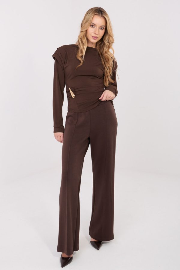 Brown Blouse in Women`s Blouses, Tunics with Polyester and Viscose