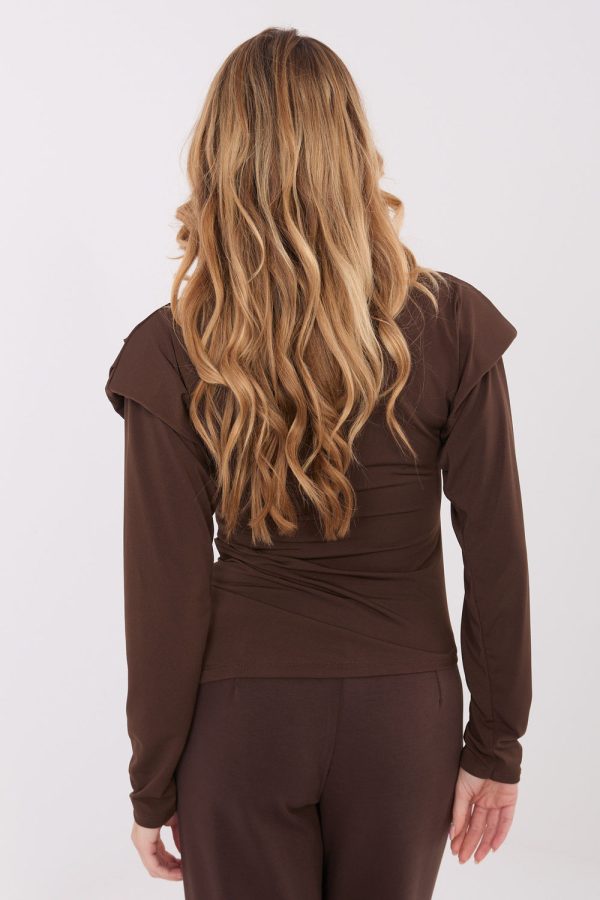 Brown Blouse in Women`s Blouses, Tunics with Polyester and Viscose