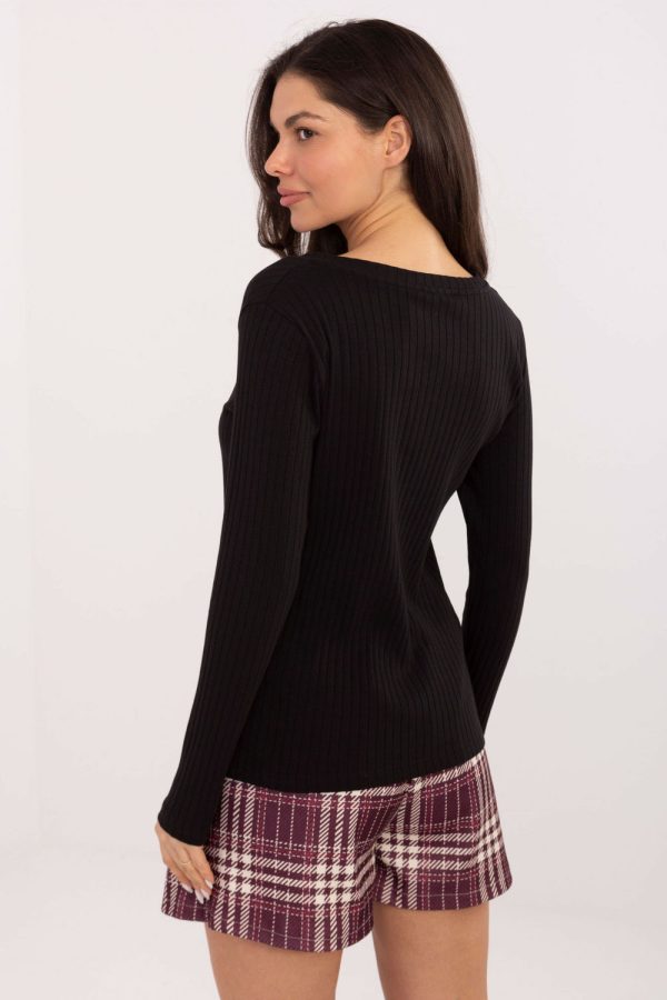 Black Blouse in Women`s Blouses, Tunics with Cotton and Spandex