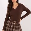 Brown Blouse in Women`s Blouses, Tunics with Cotton and Spandex