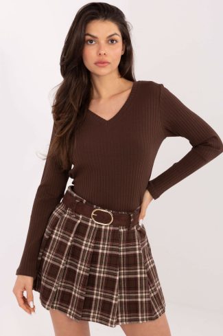 Brown Blouse in Women`s Blouses, Tunics with Cotton and Spandex