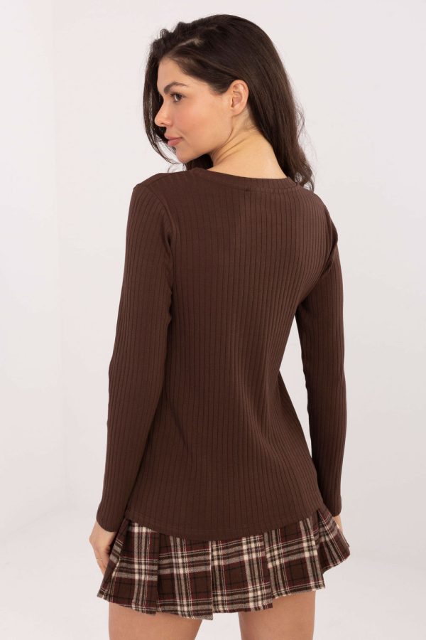 Brown Blouse in Women`s Blouses, Tunics with Cotton and Spandex