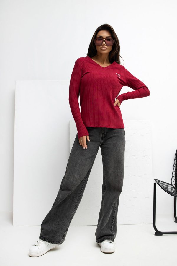 Red Blouse in Women`s Blouses, Tunics with Cotton and Spandex