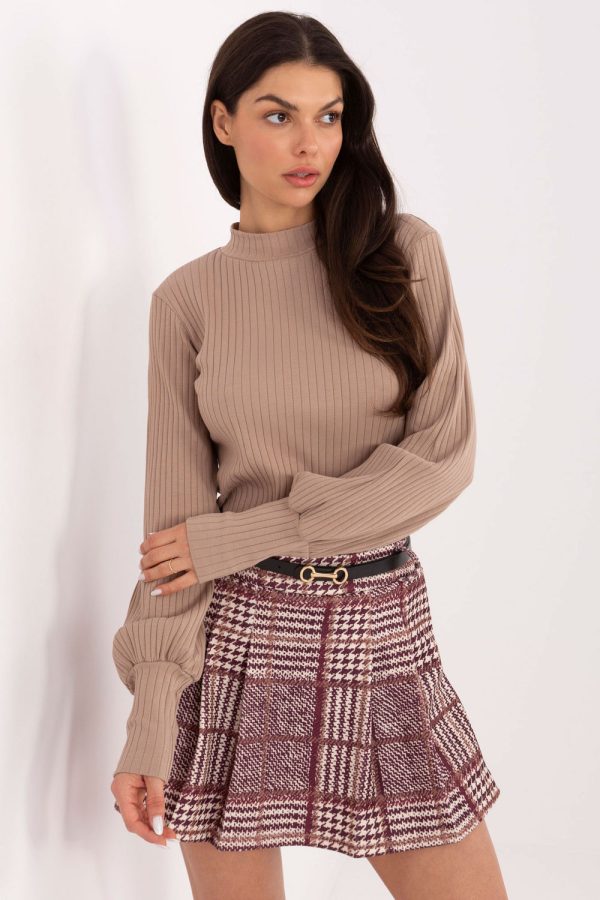 Beige Blouse in Women`s Blouses, Tunics with Cotton and Spandex