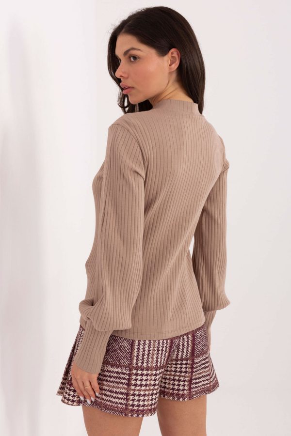 Beige Blouse in Women`s Blouses, Tunics with Cotton and Spandex