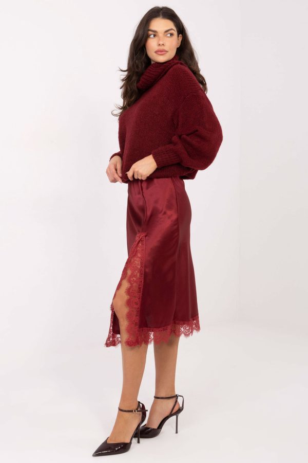 Red Skirt in Skirts with Spandex and Polyester