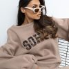 Beige Sweatshirt in Sweatshirts For Women with Cotton and Spandex