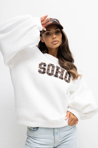 Beige Sweatshirt in Sweatshirts For Women with Cotton and Spandex