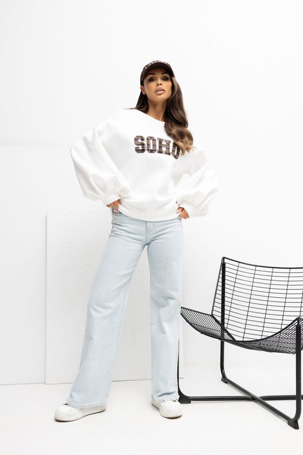 Beige Sweatshirt in Sweatshirts For Women with Cotton and Spandex