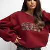Red Sweatshirt in Sweatshirts For Women with Cotton and Spandex