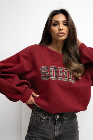 Red Sweatshirt in Sweatshirts For Women with Cotton and Spandex